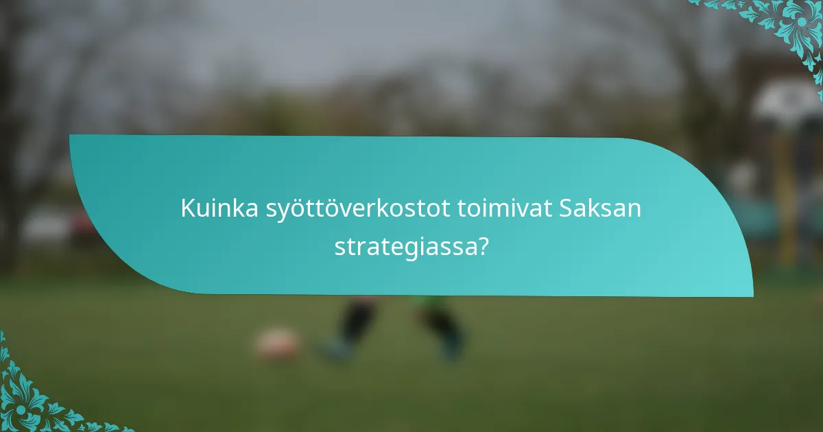 Kuinka syöttöverkostot toimivat Saksan strategiassa?
