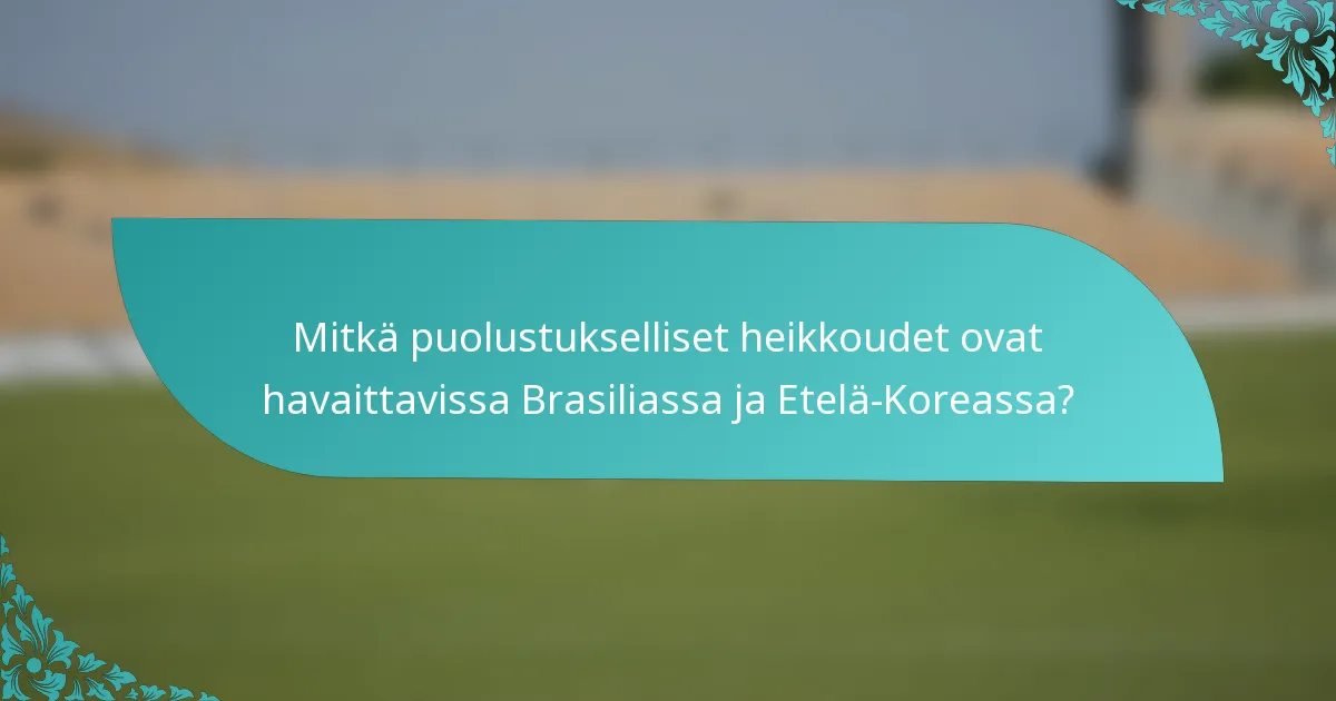 Mitkä puolustukselliset heikkoudet ovat havaittavissa Brasiliassa ja Etelä-Koreassa?